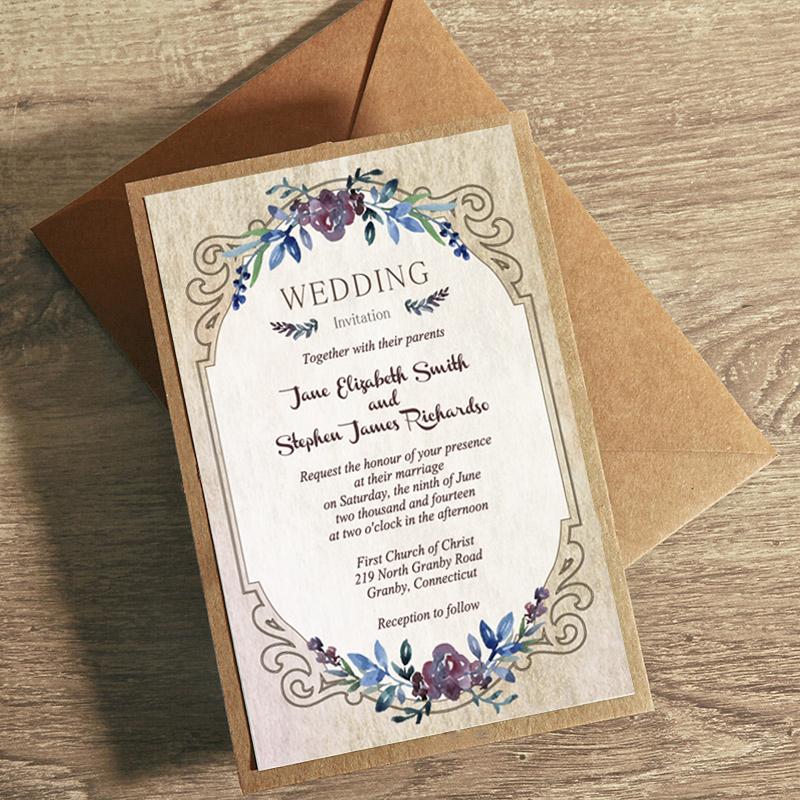 Vintage Flowers Wedding Invitations, Rustic European Style Invitation Cards Picky Bride 