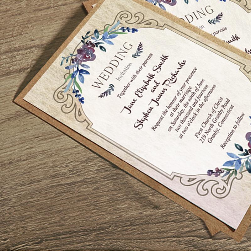 Vintage Flowers Wedding Invitations, Rustic European Style Invitation Cards Picky Bride 