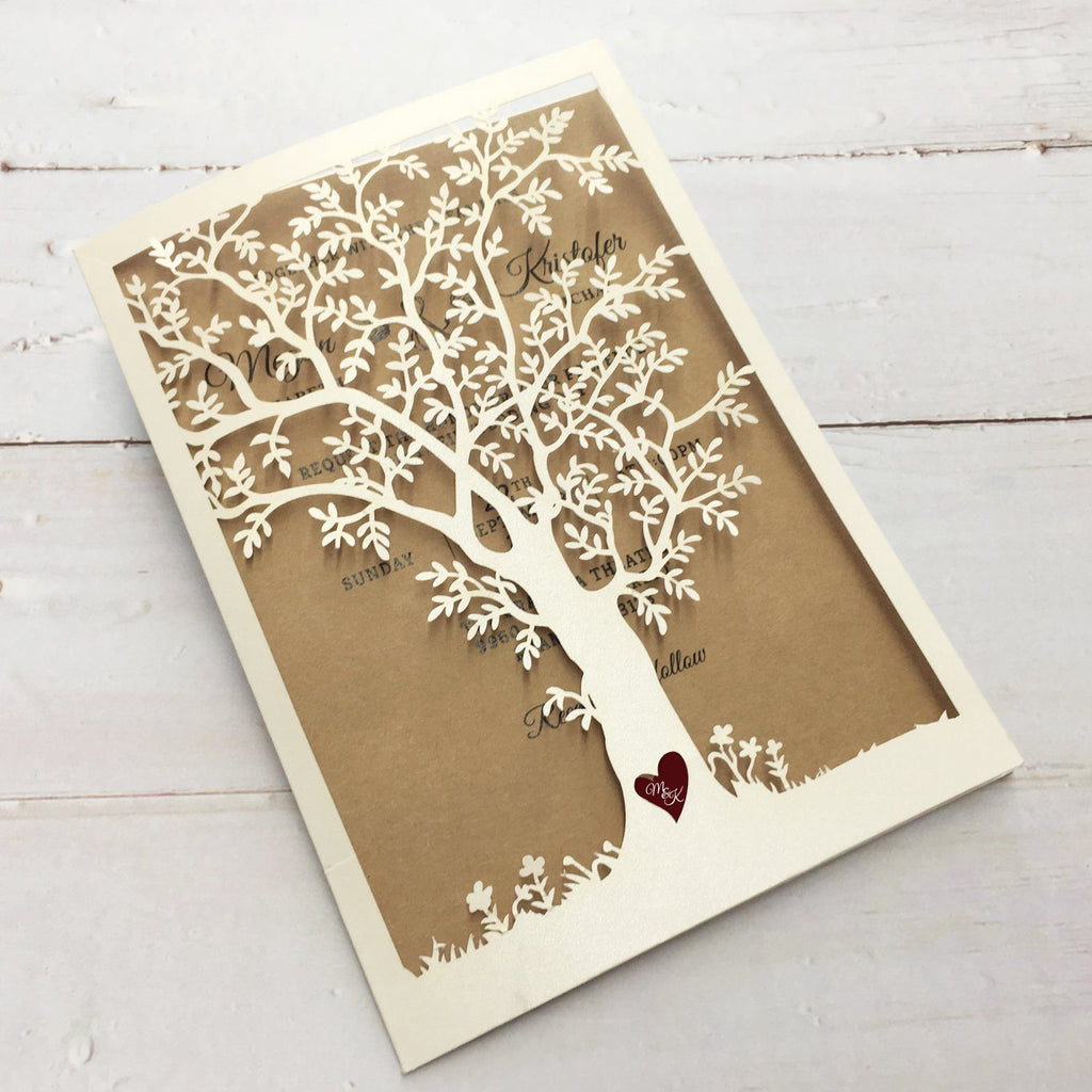 Vintage Tree Wedding Invitation Cards for Country Wedding Theme Picky Bride 