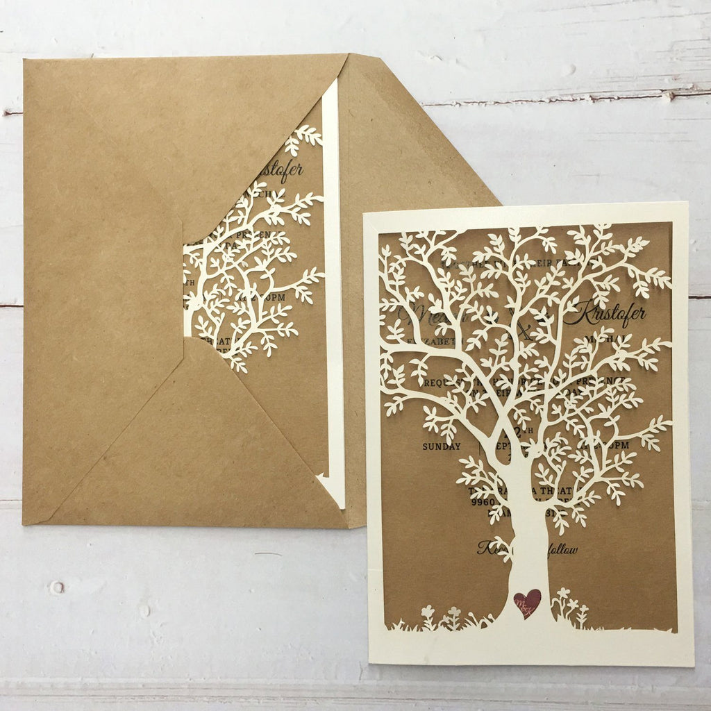 Vintage Tree Wedding Invitation Cards for Country Wedding Theme Picky Bride 