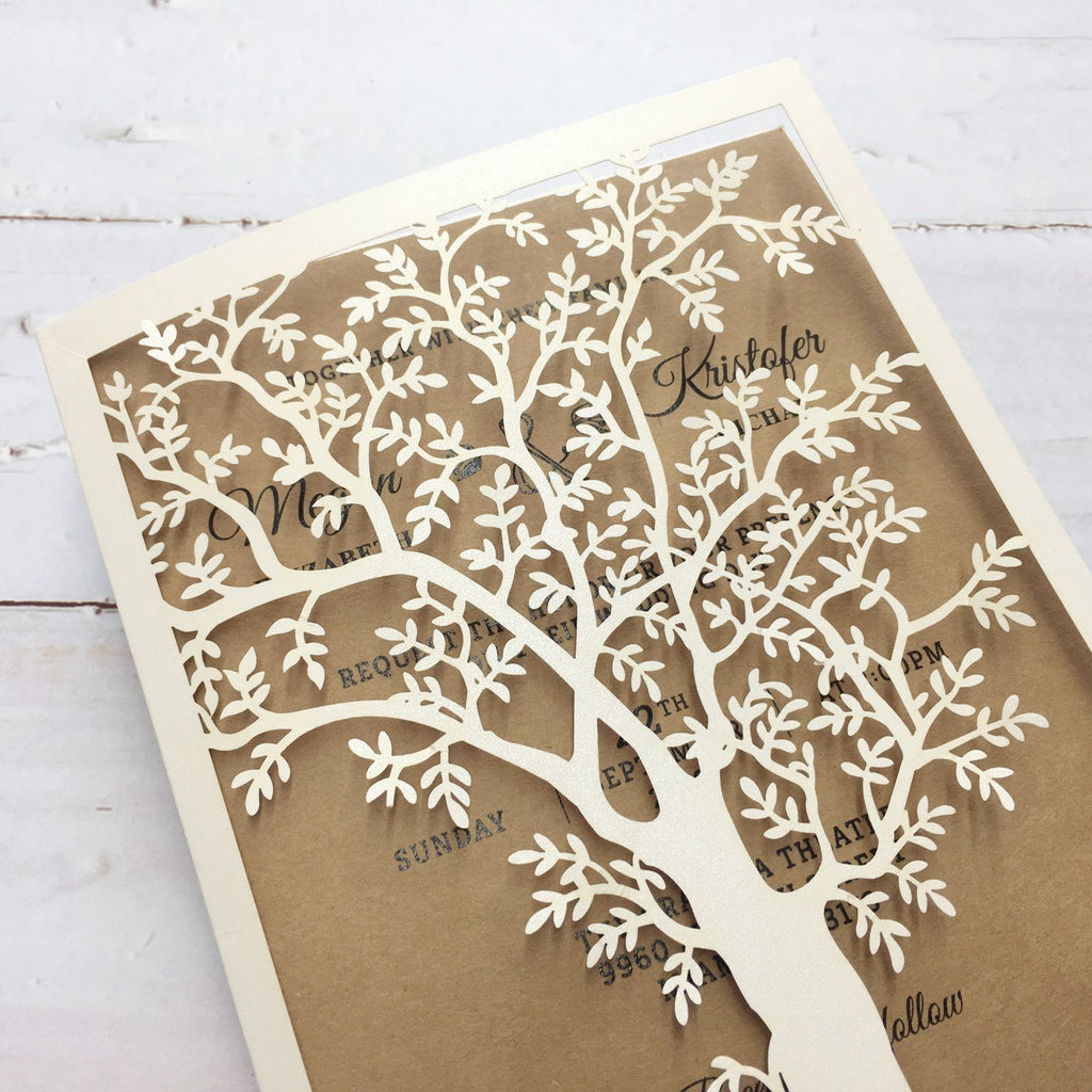 Vintage Tree Wedding Invitation Cards for Country Wedding Theme Picky Bride 