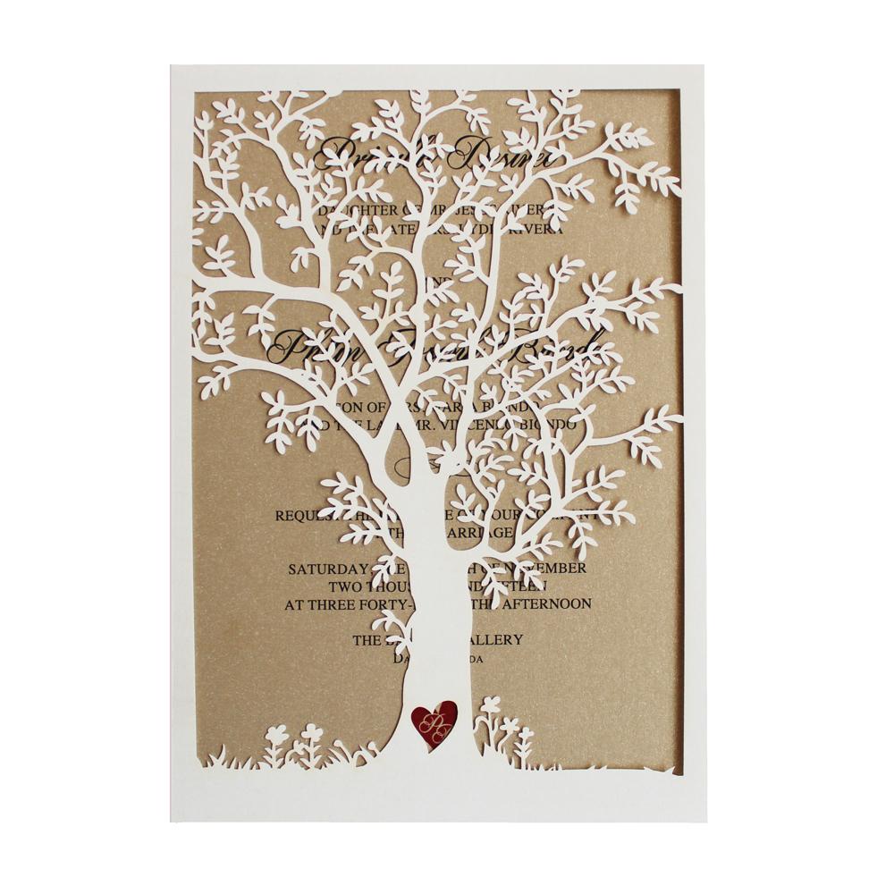 Vintage Wedding Invitations, Ivory Tree Invitation Cards Picky Bride 