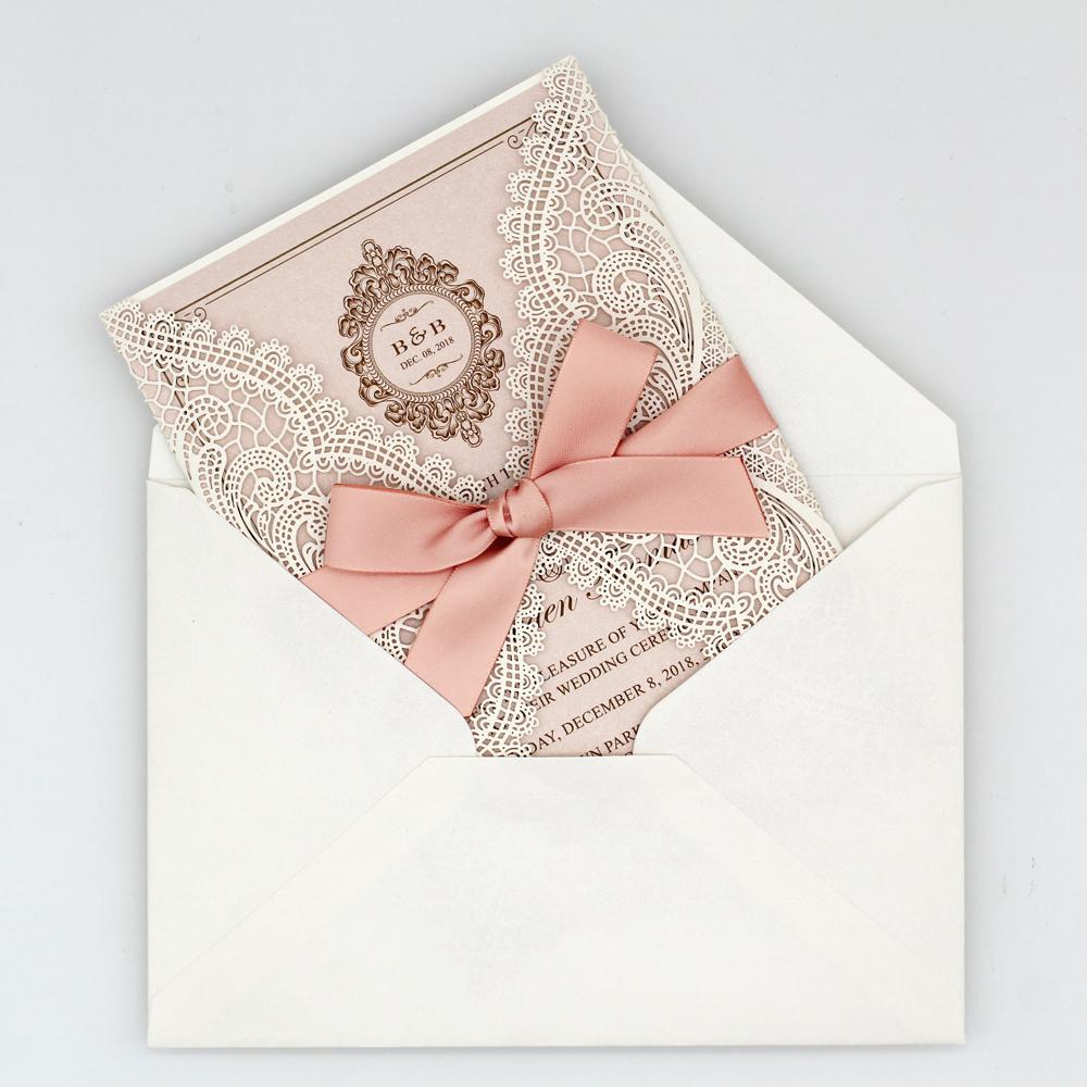 White and Pink Wedding Invitation, White Lace Bridal Shower Invitation Picky Bride 