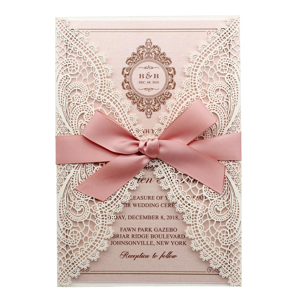 White and Pink Wedding Invitation, White Lace Bridal Shower Invitation Picky Bride 
