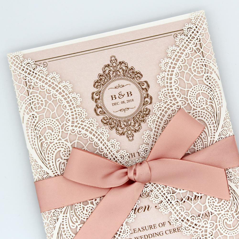 White and Pink Wedding Invitation, White Lace Bridal Shower Invitation Picky Bride 