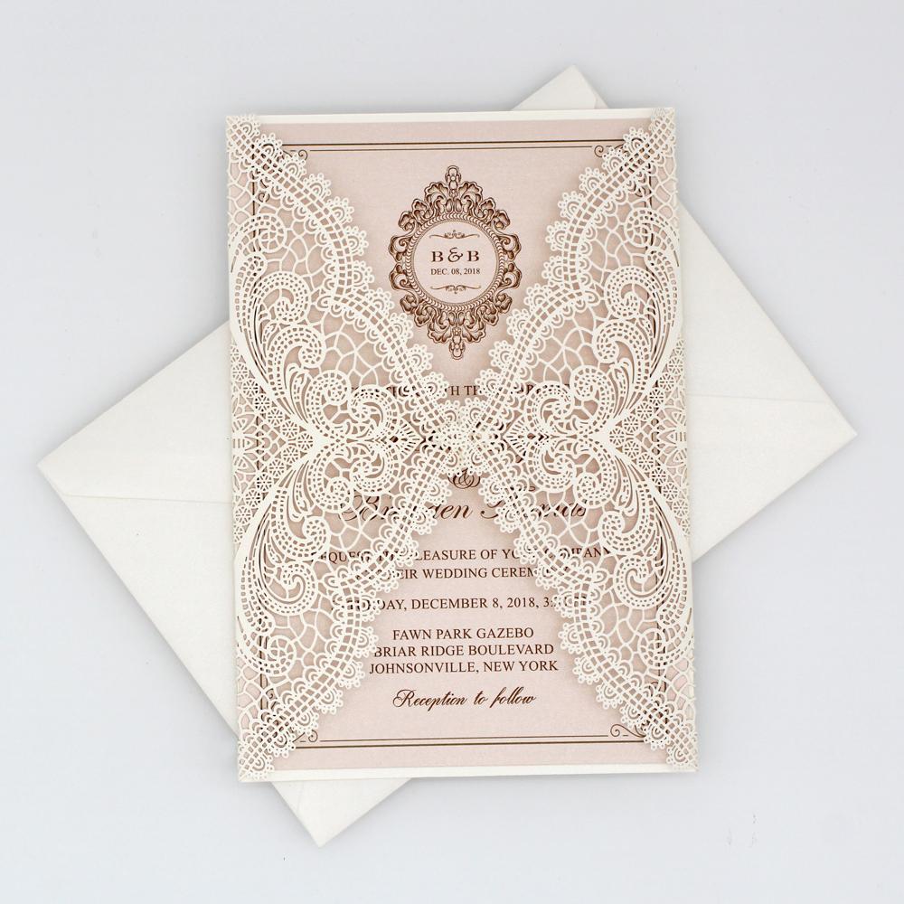 White and Pink Wedding Invitation, White Lace Bridal Shower Invitation Picky Bride 