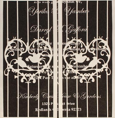 White Black Wedding Invitation, Gate Fold Wedding Invitation Set With Birds Design Picky Bride 