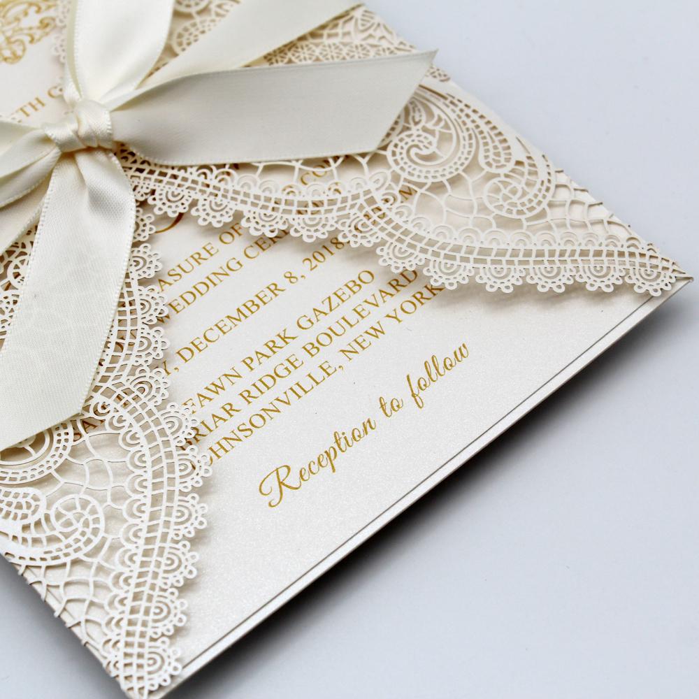 White Laser Cut Wedding Invitation Card with RSVP Cards Picky Bride 