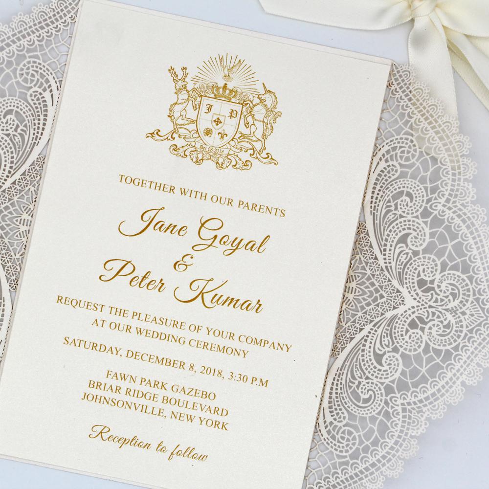 White Laser Cut Wedding Invitation Card with RSVP Cards Picky Bride 