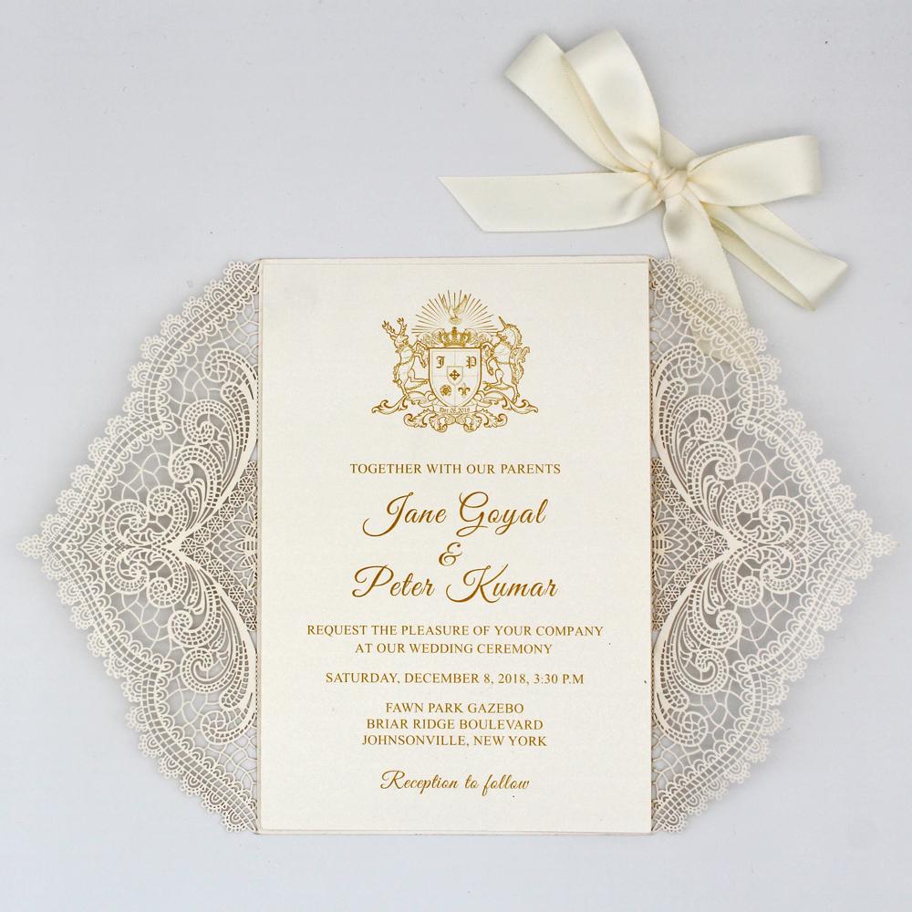 White Laser Cut Wedding Invitation Card with RSVP Cards Picky Bride 