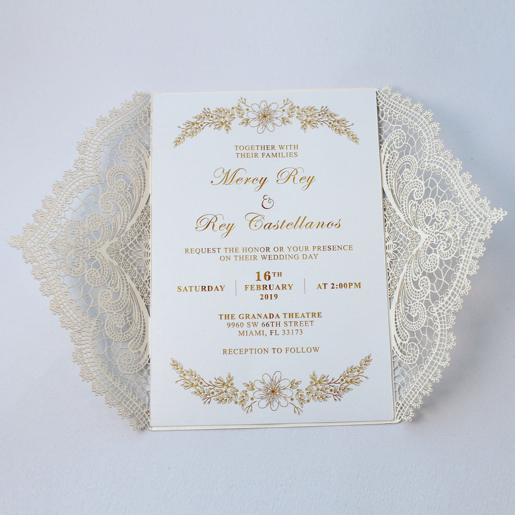 White Wedding Invitation with Ribbon Bow, Customized Invitation Cards Picky Bride 