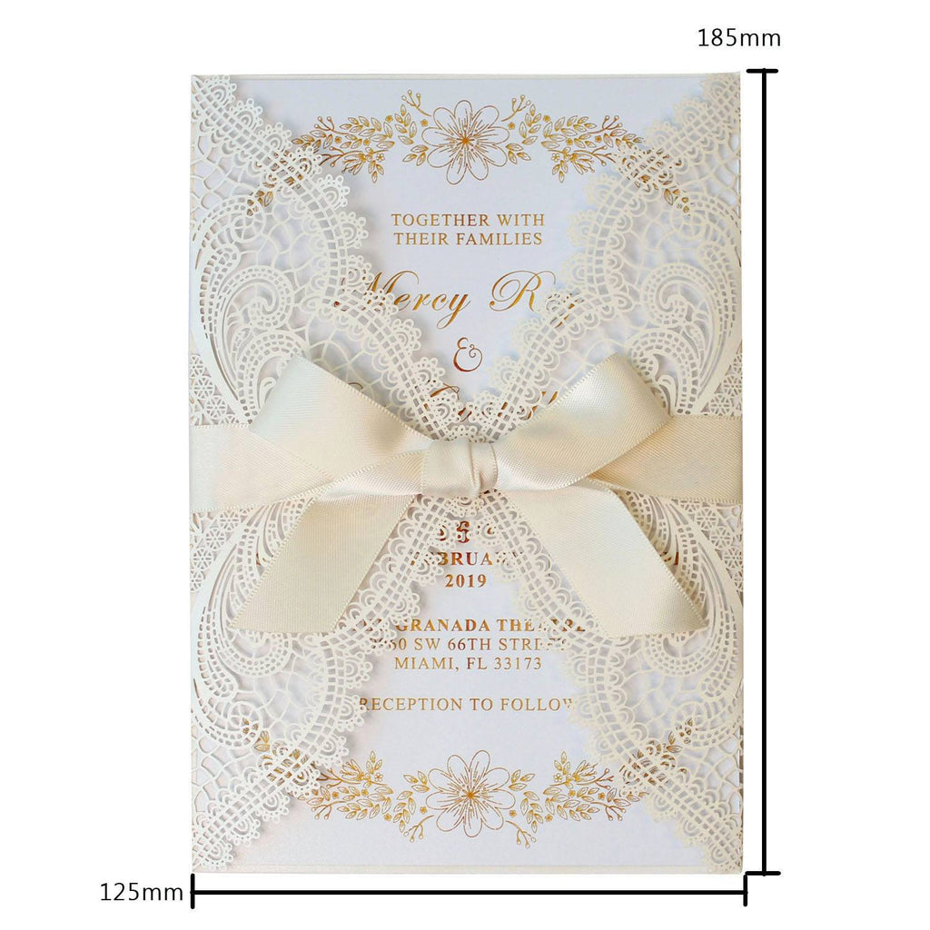 White Wedding Invitation with Ribbon Bow, Customized Invitation Cards Picky Bride 